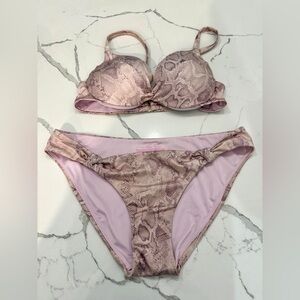 Victoria’s Secret snake prink essential twist push up bikini set size 32C/M